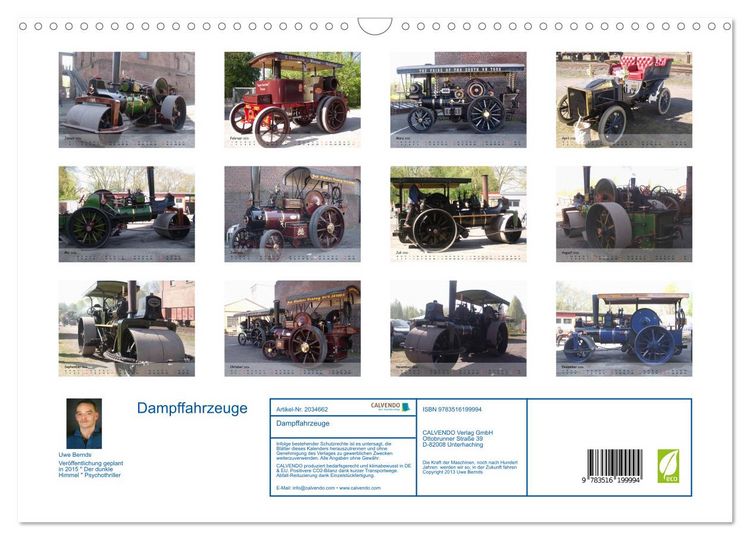 Produktbild: Dampffahrzeuge (Wandkalender 2026 DIN A3 quer), CALVENDO Monatskalender