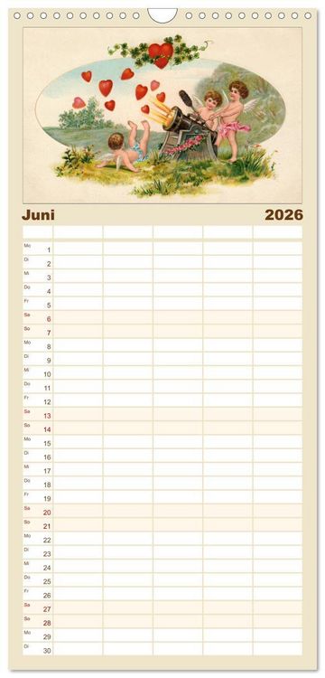 Produktbild: Familienplaner 2026 - Liebesboten mit 5 Spalten (Wandkalender, 21 x 45 cm) CALVENDO