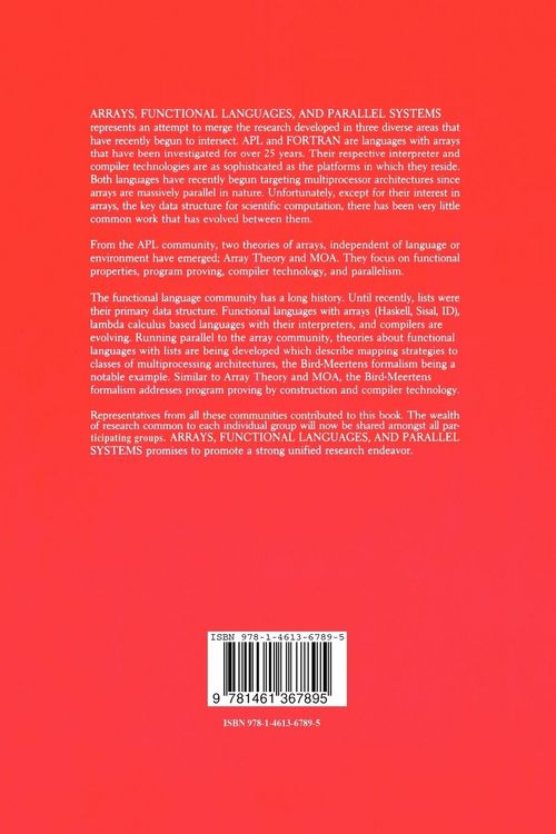 Produktbild: Arrays, Functional Languages, and Parallel Systems
