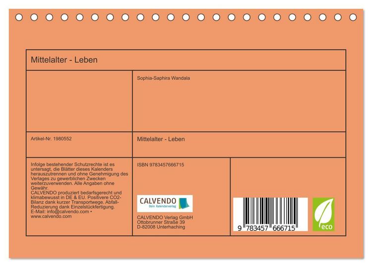 Produktbild: Mittelalter - Leben (Tischkalender 2026 DIN A5 quer), CALVENDO Monatskalender