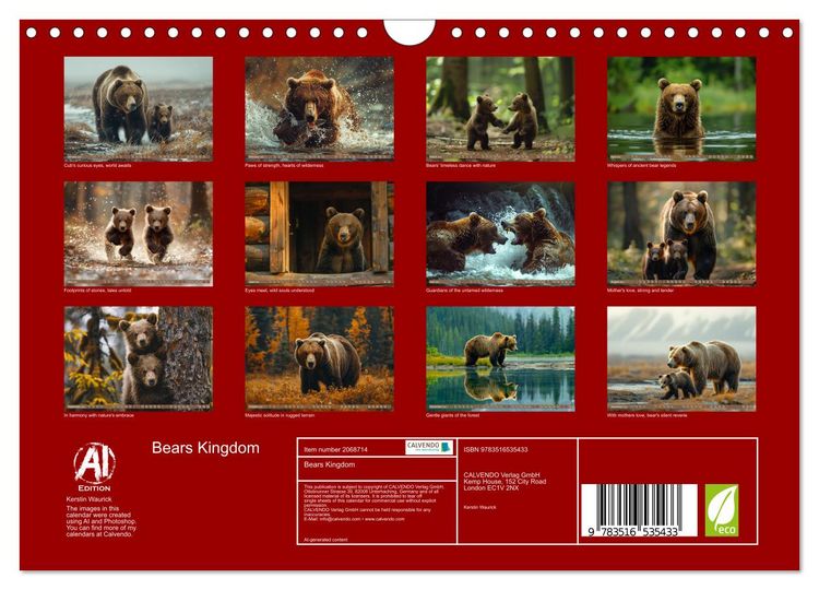 Produktbild: Bears Kingdom (Wall Calendar 2026 DIN A4 landscape), CALVENDO 12 Month Wall Calendar