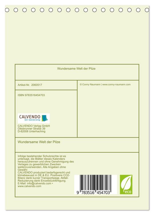 Produktbild: Wundersame Welt der Pilze (Tischkalender 2026 DIN A5 hoch), CALVENDO Monatskalender