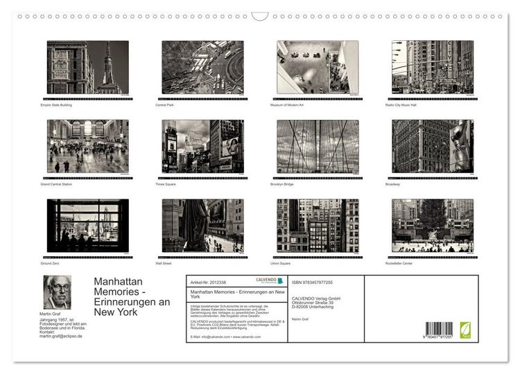 Produktbild: Manhattan Memories - Erinnerungen an New York (Wandkalender 2026 DIN A2 quer), CALVENDO Monatskalender