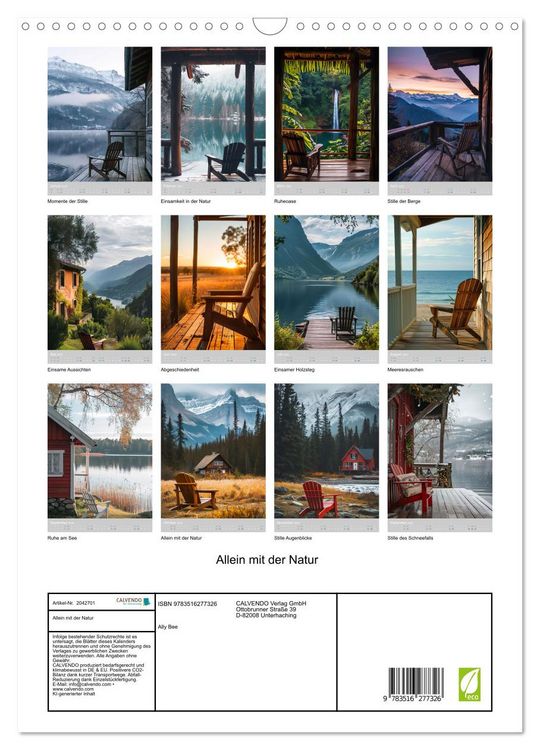 Produktbild: Allein mit der Natur (Wandkalender 2026 DIN A3 hoch), CALVENDO Monatskalender