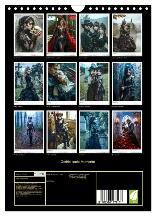 Produktbild: Gothic coole Momente (Wandkalender 2026 DIN A4 hoch), CALVENDO Monatskalender