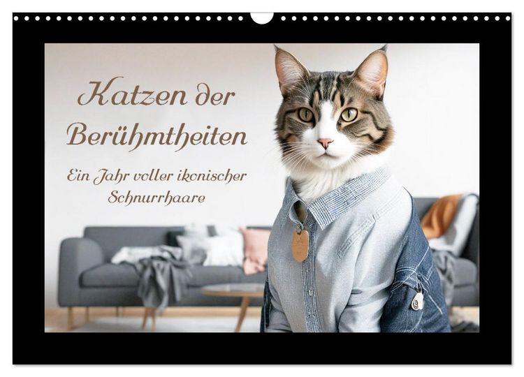 Produktbild: Katzen der Ber&uuml;hmtheiten - Ein Jahr voller ikonischer Schnurrhaare (Wandkalender 2026 DIN A3 quer), CALVENDO Monatskalender
