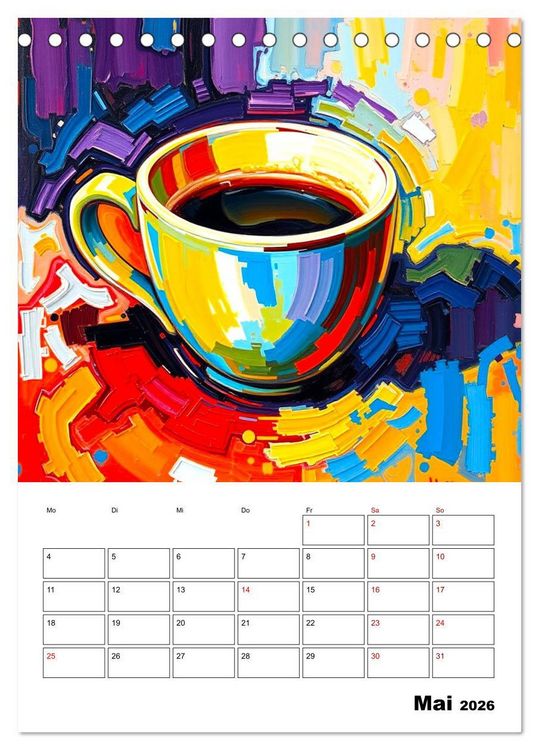 Produktbild: Kaffee trifft Kunst - Aromatische Pinselstriche (Tischkalender 2026 DIN A5 hoch), CALVENDO Monatskalender