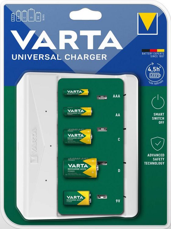 Produktbild: Varta Universal Charger Rundzellen-Ladeger&auml;t NiMH Micro (AAA), Mignon (AA), Baby (C), Mono (D), 9 V Block