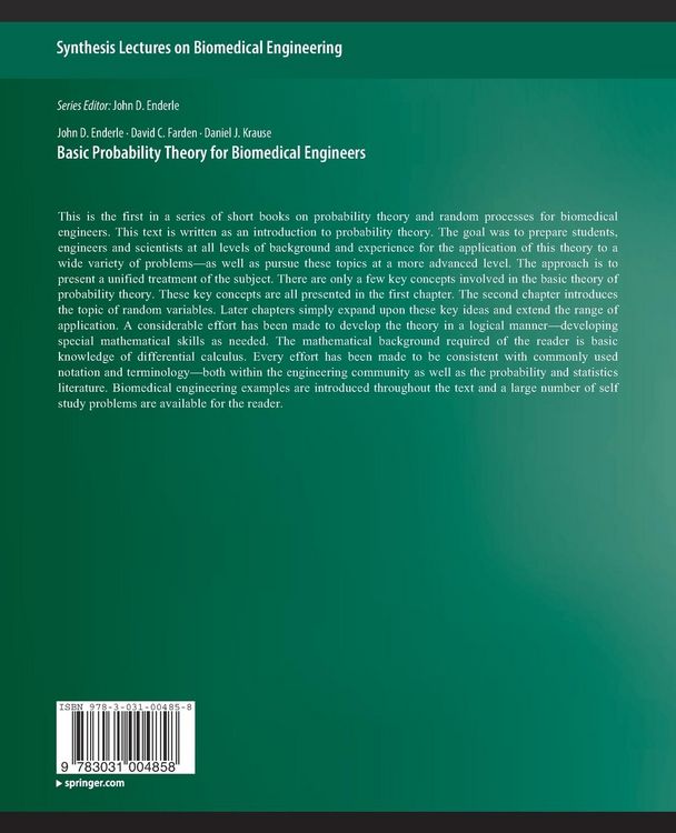 Produktbild: Basic Probability Theory for Biomedical Engineers