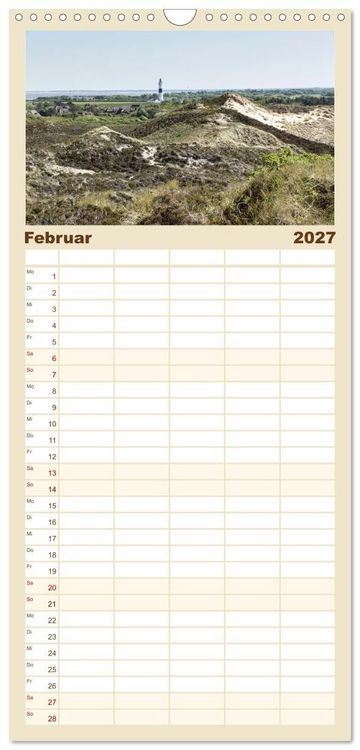 Produktbild: Familienplaner 2027 - Vielf&auml;ltiges Sylt - Mehr als Strand mit 5 Spalten (Wandkalender, 21 x 45 cm) CALVENDO