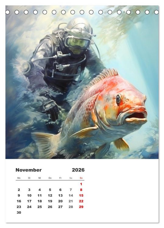 Produktbild: Tauchen im ewigen Blau. Eine Aquarell-Reise in die Tiefen der Meere (Tischkalender 2026 DIN A5 hoch), CALVENDO Monatskalender