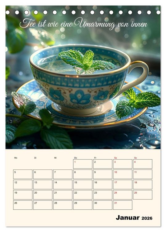 Produktbild: Du, mein geliebter Tee (Tischkalender 2026 DIN A5 hoch), CALVENDO Monatskalender