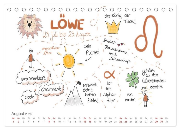 Produktbild: Sternzeichen-Kalender (Tischkalender 2026 DIN A5 quer), CALVENDO Monatskalender
