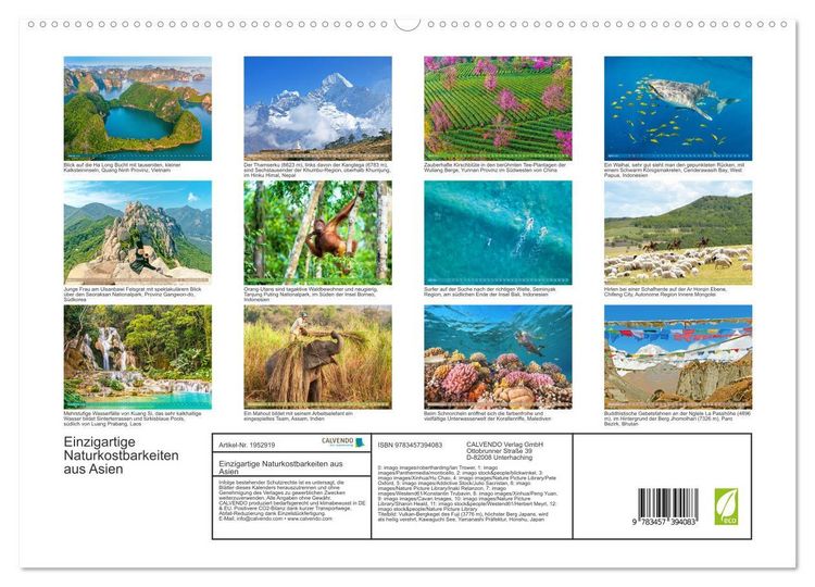 Produktbild: Einzigartige Naturkostbarkeiten aus Asien (hochwertiger Premium Wandkalender 2026 DIN A2 quer), Kunstdruck in Hochglanz