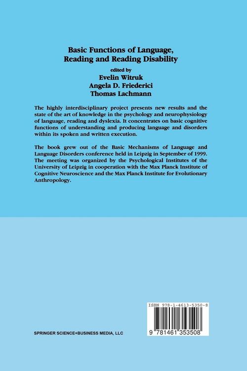 Produktbild: Basic Functions of Language, Reading and Reading Disability