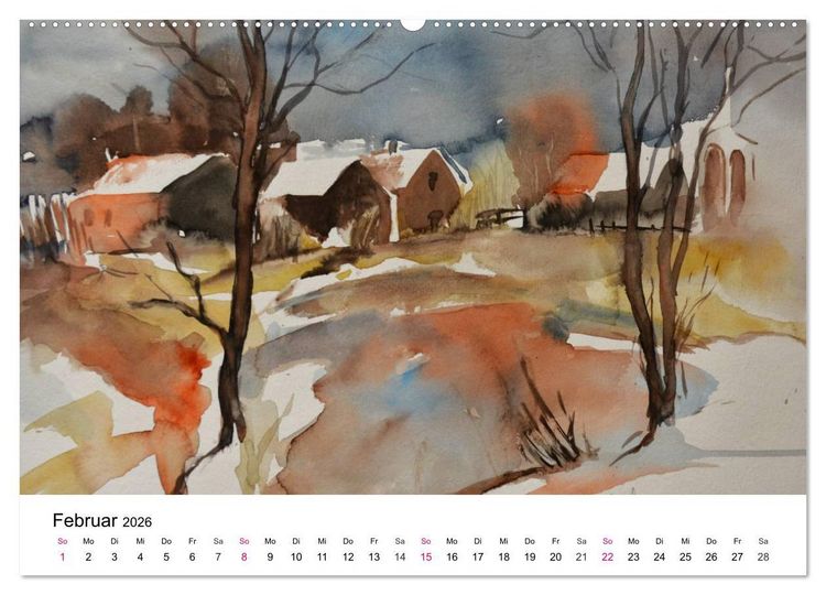 Produktbild: Mit Aquarellen durch das Jahr (hochwertiger Premium Wandkalender 2026 DIN A2 quer), Kunstdruck in Hochglanz
