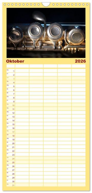 Produktbild: Familienplaner 2026 - Die Querfl&ouml;te, ein herrliches Instrument mit 5 Spalten (Wandkalender, 21 x 45 cm) CALVENDO