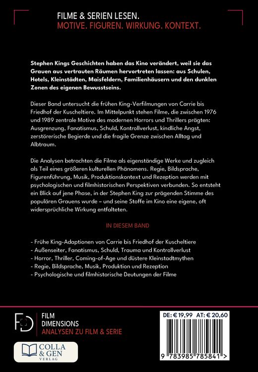 Produktbild: Stephen King &ndash; Die Filme, Band 1: 1976 bis 1989 (Ein Film Dimensions Buch)