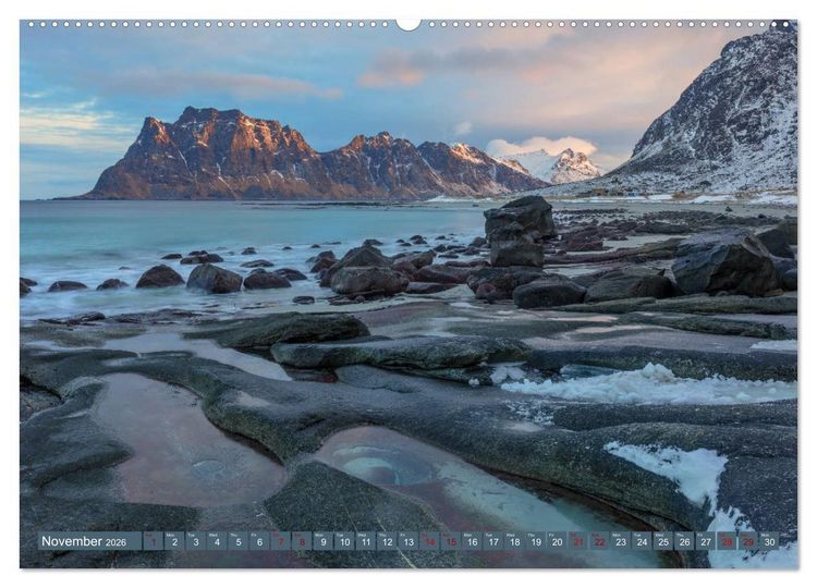 Produktbild: Lofoten, Norway's untamed beauty in Winter (High Quality Premium Wall Calendar 2026 DIN A2 landscape),CALVENDO 12 Month Wall Calendar