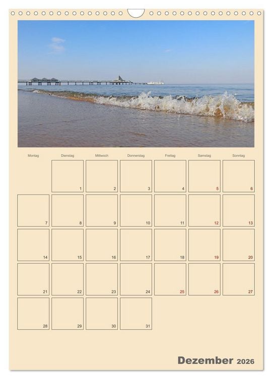 Produktbild: Usedom Ostsee - Terminplaner (Wandkalender 2026 DIN A3 hoch), CALVENDO Monatskalender