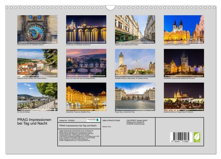 Produktbild: PRAG Impressionen bei Tag und Nacht (Wandkalender 2026 DIN A3 quer), CALVENDO Monatskalender