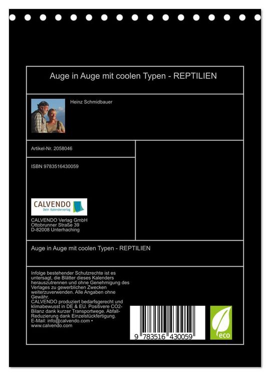 Produktbild: Auge in Auge mit coolen Typen - REPTILIEN (Tischkalender 2026 DIN A5 hoch), CALVENDO Monatskalender