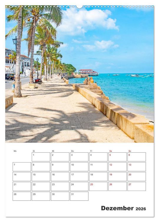Produktbild: Sansibar - K&uuml;stenstadt mit Charme (hochwertiger Premium Wandkalender 2026 DIN A2 hoch), Kunstdruck in Hochglanz