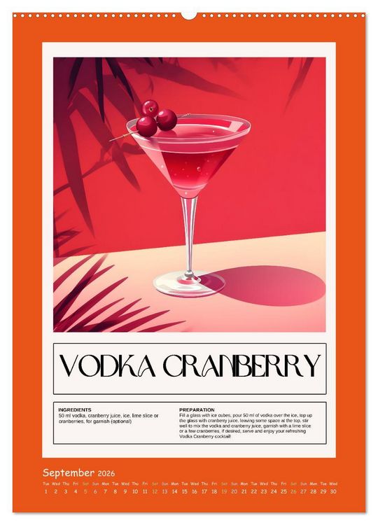 Produktbild: Classic Cocktails (High Quality Premium Wall Calendar 2026 DIN A2 portrait),CALVENDO 12 Month Wall Calendar