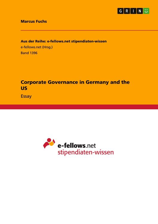 Produktbild: Corporate Governance in Germany and the US