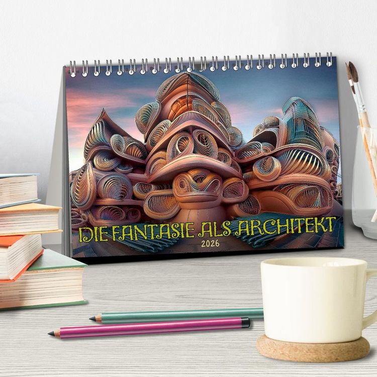 Produktbild: Die Fantasie als Architekt (Tischkalender 2026 DIN A5 quer), CALVENDO Monatskalender