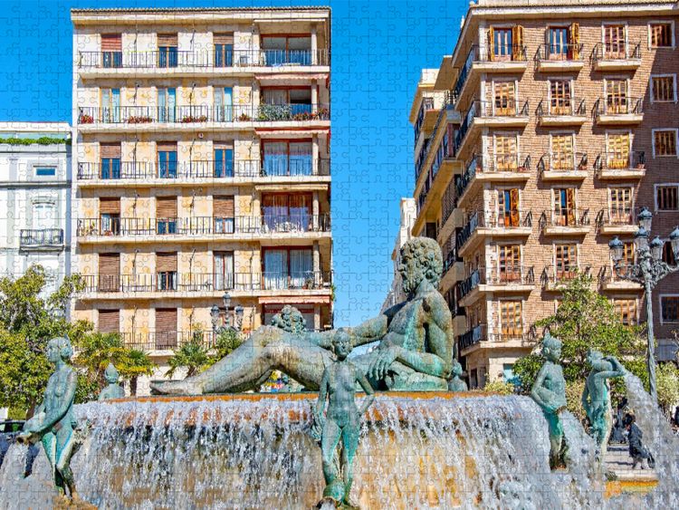 Produktbild: CALVENDO Puzzle Turia-Brunnen | 1000 Teile Lege-Gr&ouml;&szlig;e 64x48cm Foto-Puzzle f&uuml;r gl&uuml;ckliche Stunden