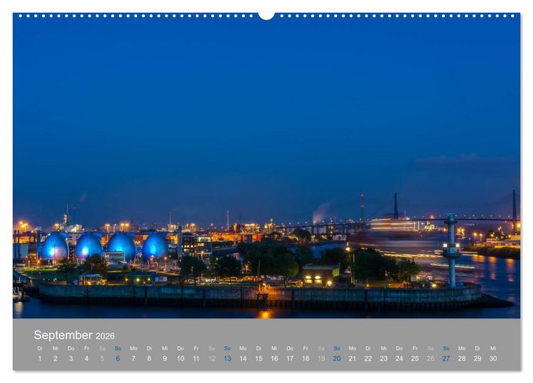 Produktbild: Hamburger Hafen - Im Zauber der Nacht (Wandkalender 2026 DIN A2 quer), CALVENDO Monatskalender