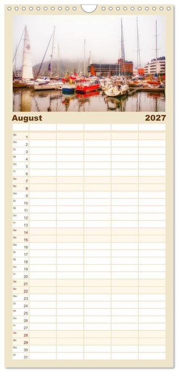 Produktbild: Familienplaner 2027 - Norwegens K&uuml;stenst&auml;dte mit 5 Spalten (Wandkalender, 21 x 45 cm) CALVENDO