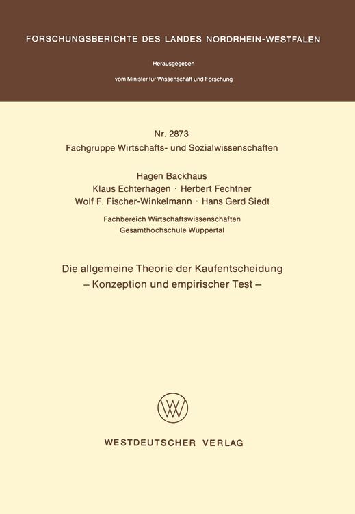 Produktbild: Die allgemeine Theorie der Kaufentscheidung