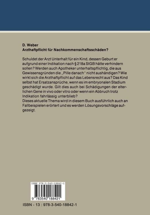 Produktbild: Arzthaftpflicht f&uuml;r Nachkommenschaftssch&auml;den?