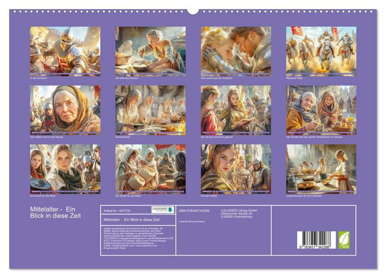Produktbild: Mittelalter - Ein Blick in diese Zeit (hochwertiger Premium Wandkalender 2026 DIN A2 quer), Kunstdruck in Hochglanz