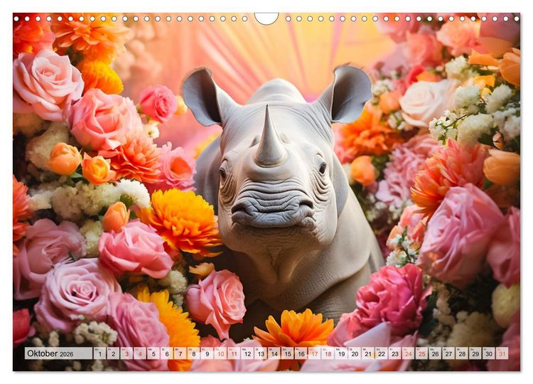 Produktbild: Animal Art - Tiere und Blumen (Wandkalender 2026 DIN A3 quer), CALVENDO Monatskalender