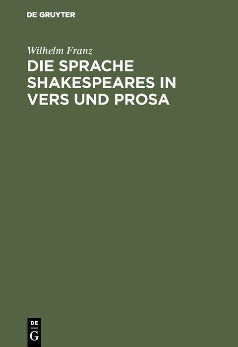 Produktbild: Die Sprache Shakespeares in Vers und Prosa