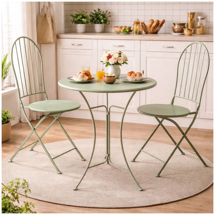 Produktbild: HTI-Living Bistro Sitzgruppe Metall Tisch mit 2 St&uuml;hlen Balkon Set Gartenm&ouml;bel
