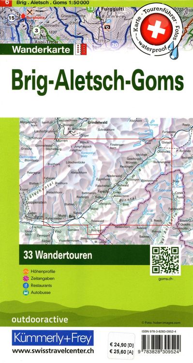 Produktbild: K&uuml;mmerly+Frey Wandertourenkarte 6 Brig, Aletsch, Goms 1:50.000