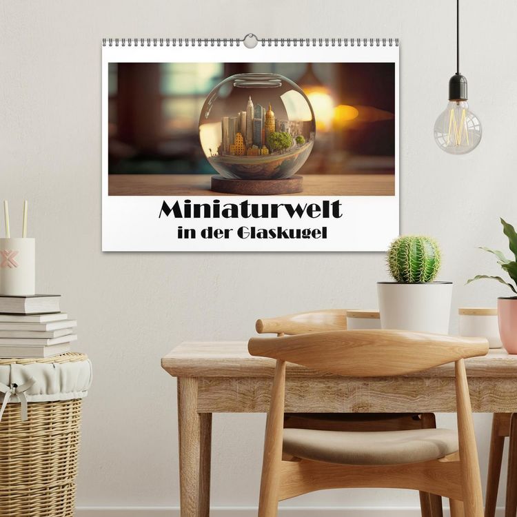 Produktbild: Miniaturwelt in der Glaskugel (Wandkalender 2026 DIN A3 quer), CALVENDO Monatskalender