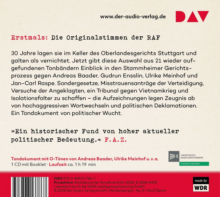 Produktbild: Die Stammheim-B&auml;nder