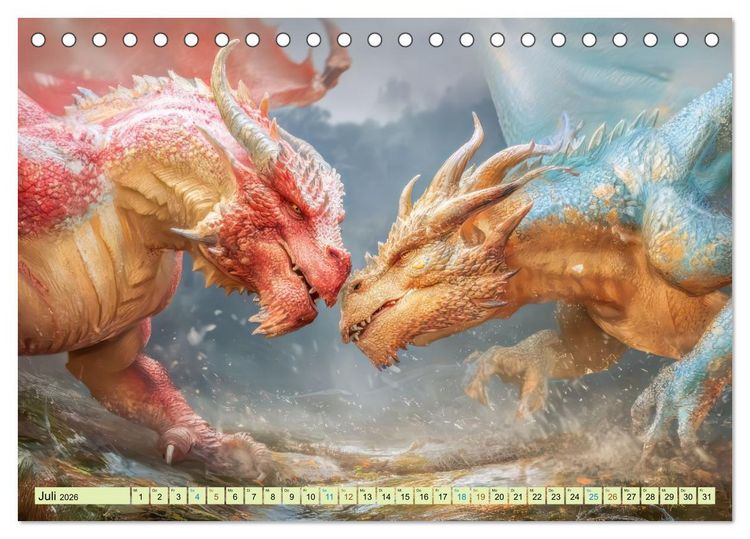 Produktbild: Ewige Drachenliebe - Eine zeitlose Faszination (Tischkalender 2026 DIN A5 quer), CALVENDO Monatskalender