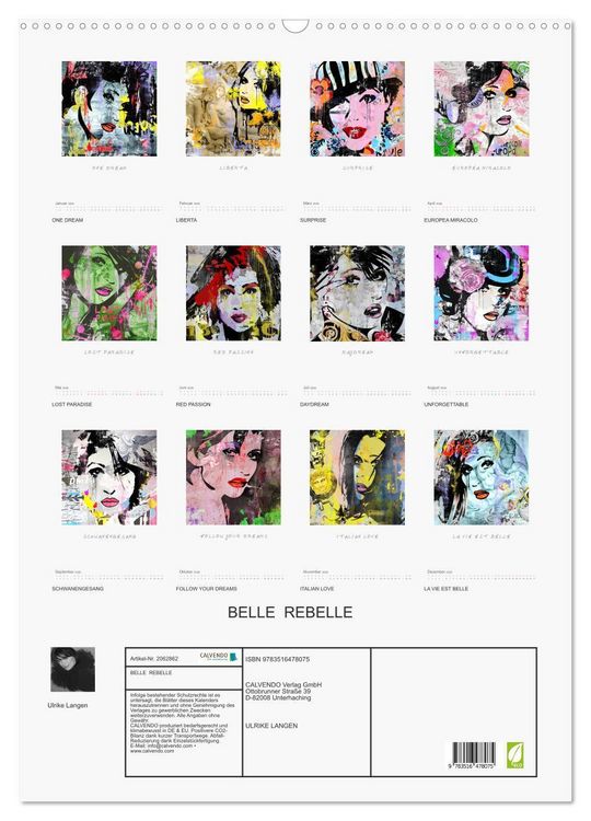 Produktbild: BELLE REBELLE (Wandkalender 2026 DIN A2 hoch), CALVENDO Monatskalender
