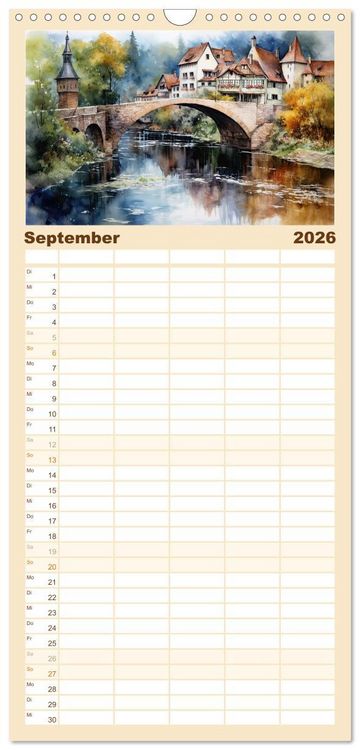 Produktbild: Familienplaner 2026 - Br&uuml;ckenromantik mit 5 Spalten (Wandkalender, 21 x 45 cm) CALVENDO