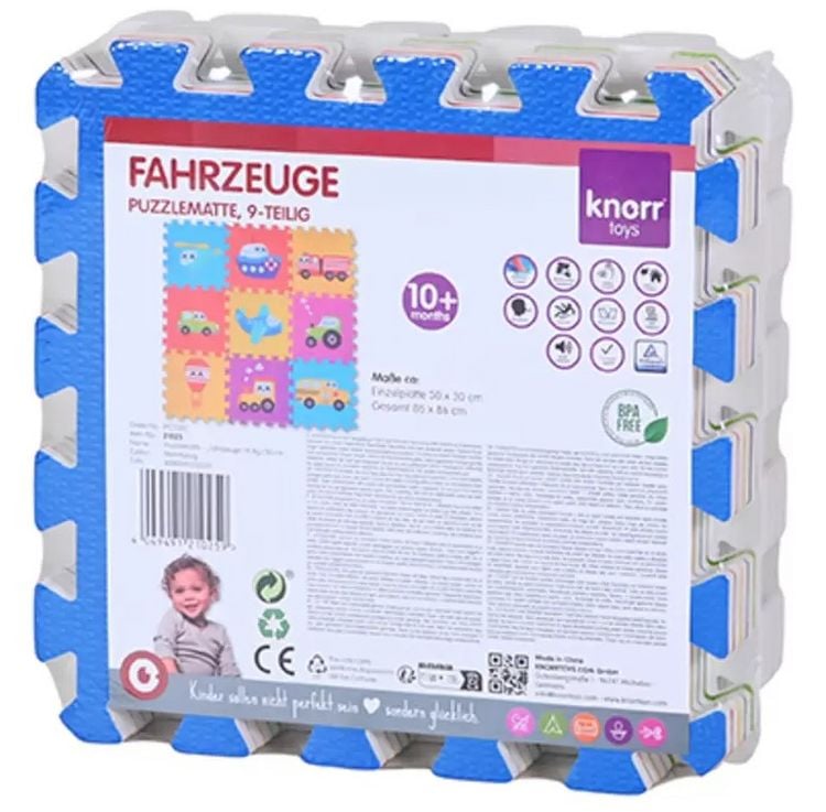 Produktbild: Knorrtoys 21025 - Puzzlematte Fahrzeuge, 9 Matten &aacute; 30cm, Schaumstoff