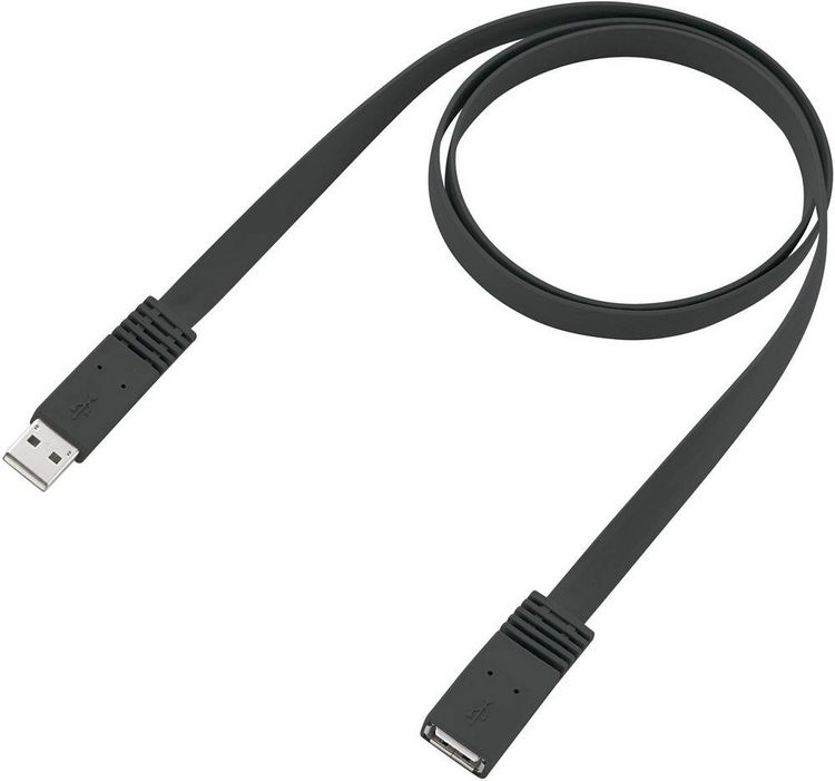 Produktbild: Renkforce USB-Kabel USB 2.0 USB-A Stecker, USB-A Buchse 1.00m Schwarz hochflexibel RF-4087404