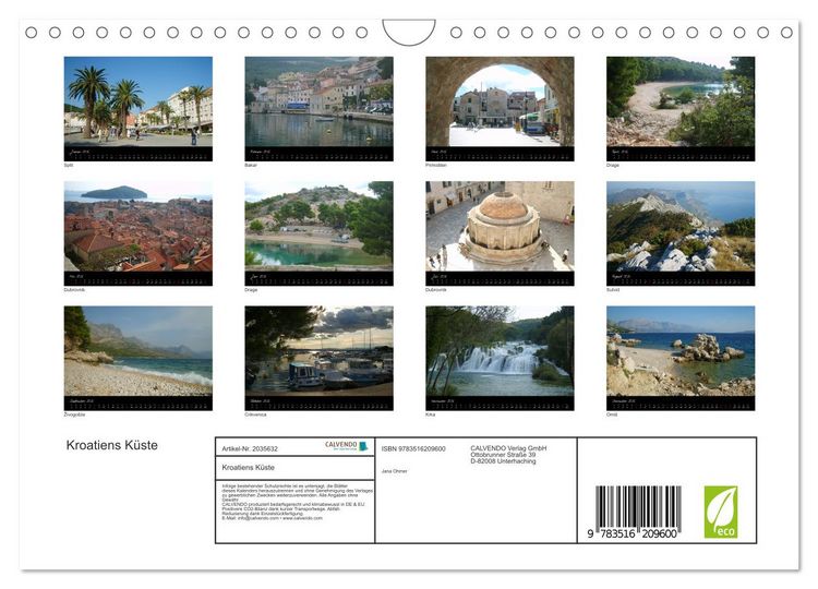 Produktbild: Kroatiens K&uuml;ste (Wandkalender 2026 DIN A4 quer), CALVENDO Monatskalender
