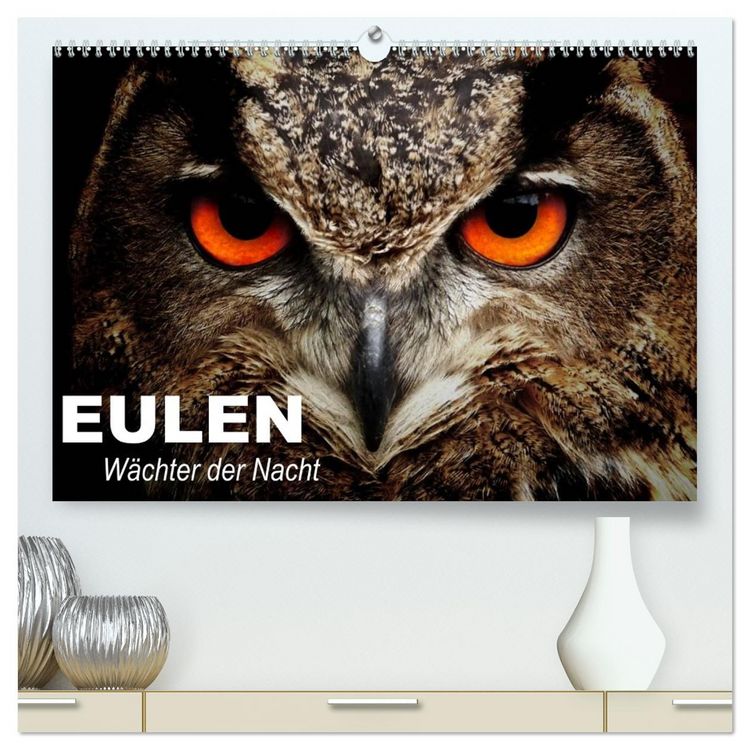 Produktbild: Eulen. W&auml;chter der Nacht (hochwertiger Premium Wandkalender 2026 DIN A2 quer), Kunstdruck in Hochglanz