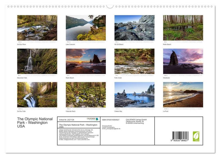 Produktbild: The Olympic National Park - Washington USA (hochwertiger Premium Wandkalender 2026 DIN A2 quer), Kunstdruck in Hochglanz